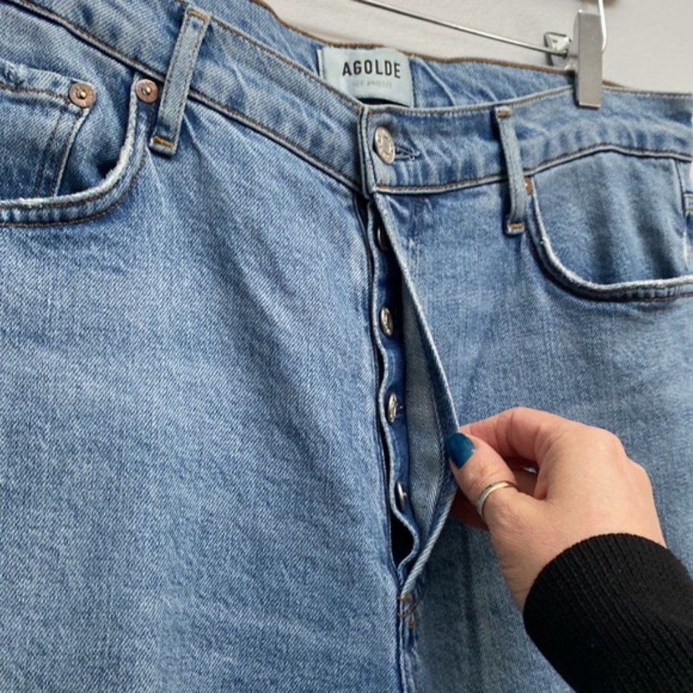 ❗️SOLD❗️Agolde Nico Distressed High Rise Nico High Rise Slim Fit Jeans Size 31 - Picture 13 of 13